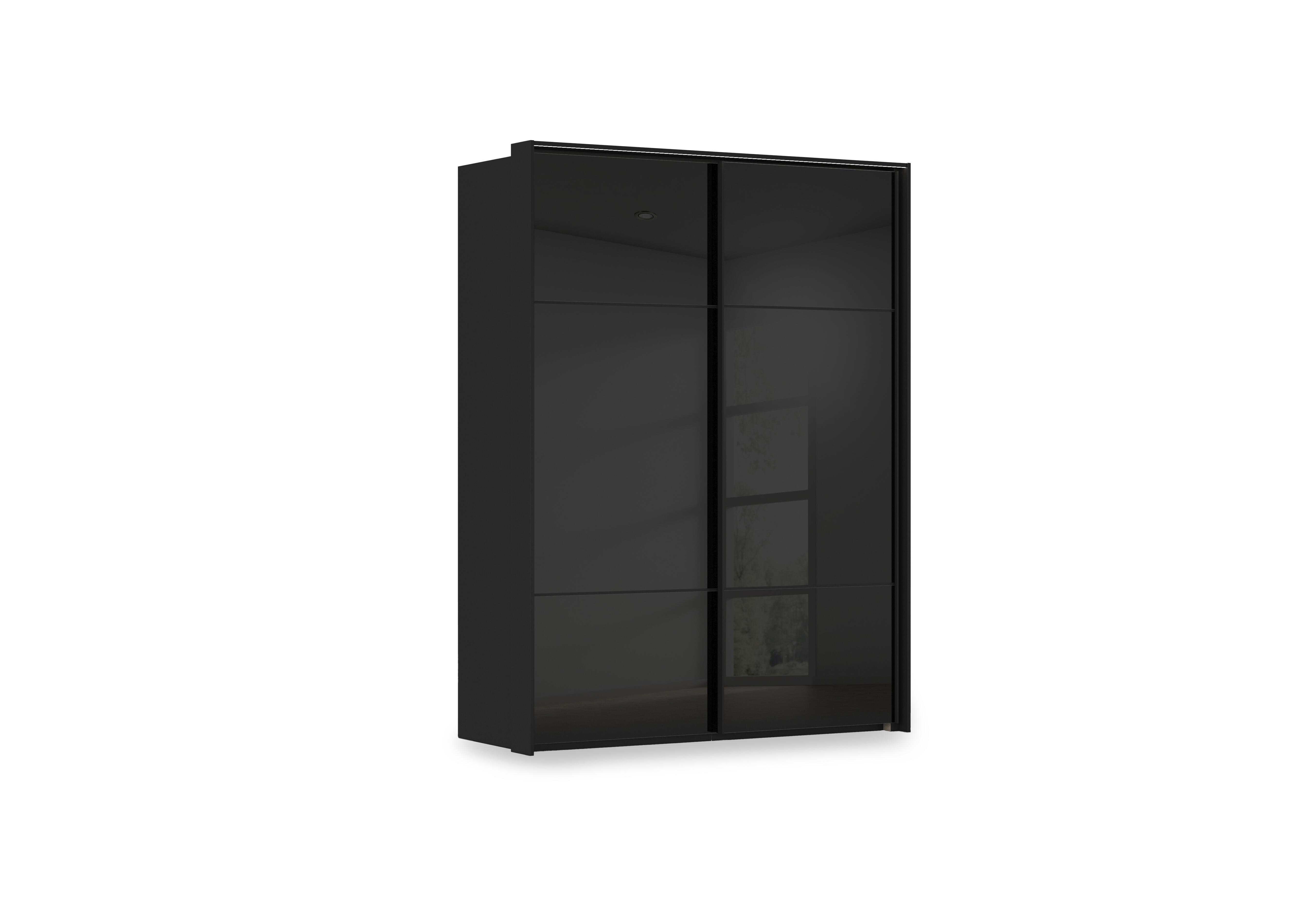 Haven 170cm 2 Door Slider Wardrobe with Glass Doors and Lights in Asg5t  Black Black Glass Front on Furniture Village